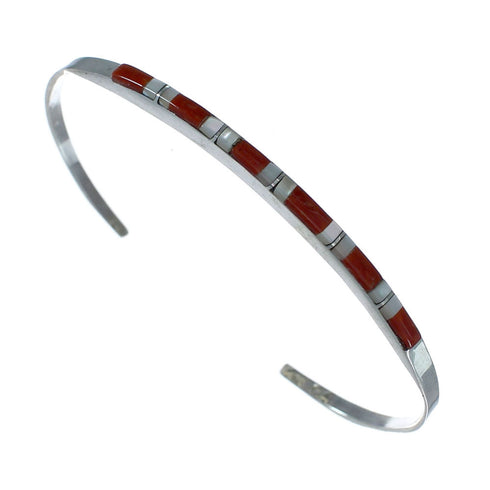 Navajo Multicolor Inlay Sterling Silver Cuff Bracelet NX11602